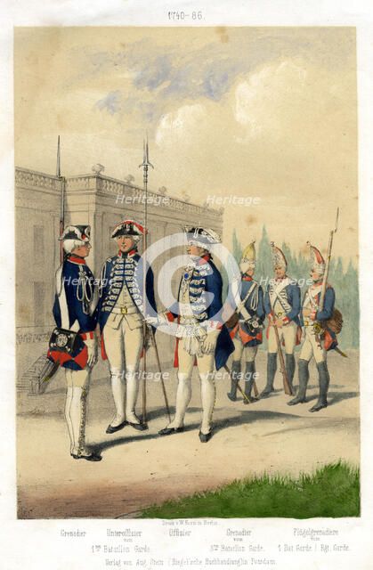German military uniforms, 1740-1786 (19th century).Artist: W Korn