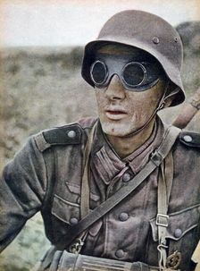 German motorcycle trooper heading eastwards, Russia, 1942