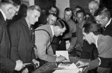 German Nazi leaders Adolf Hitler and Joseph Goebbels, Munich, Germany, 1936