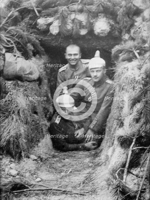 German Officers at entrance of dugout, between 1914 and c1915. Creator: Bain News Service.