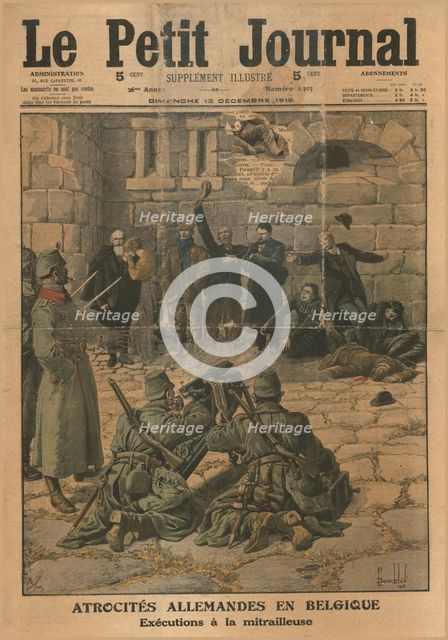 German atrocities in Belgium: execution by machine gun, 1915. Creator: Unknown.