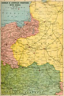 German & Austrian Frontiers with Russia First World War, (c1920). Creator: Unknown