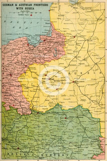 'German & Austrian Frontiers with Russia', First World War, (c1920). Creator: Unknown.