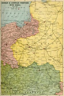 German & Austrian Frontiers with Russia First World War, (c1920). Creator: Unknown