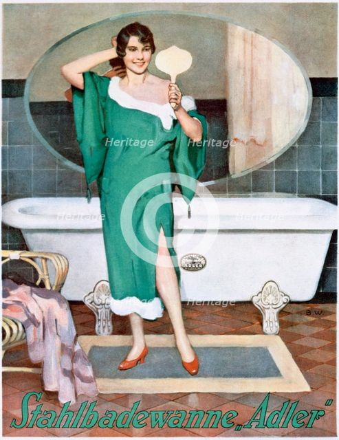German advertisement for 'Adler' steel bathtubs, 20th century. Creator: Unknown.