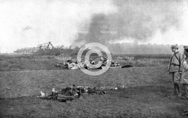 German Air Disaster; The navy zeppelin "L-44", shot down at Saint-Clement..., 1917. Creator: Unknown.