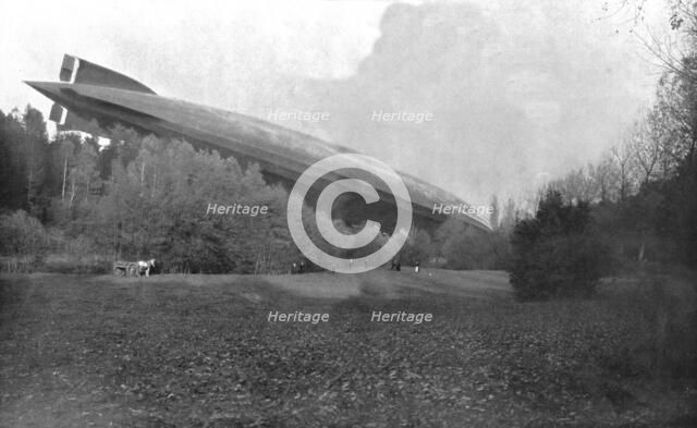 German Air Disaster; The navy zeppelin "L-49", after its forced landing..., 1917. Creator: Unknown.
