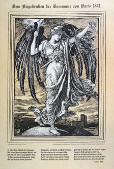 German allegory of the Paris Commune, 1871. Artist: Anon