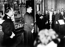 German Ambassador to Vichy France, Otto Abetz, delivering a press conference, 15 December 1940