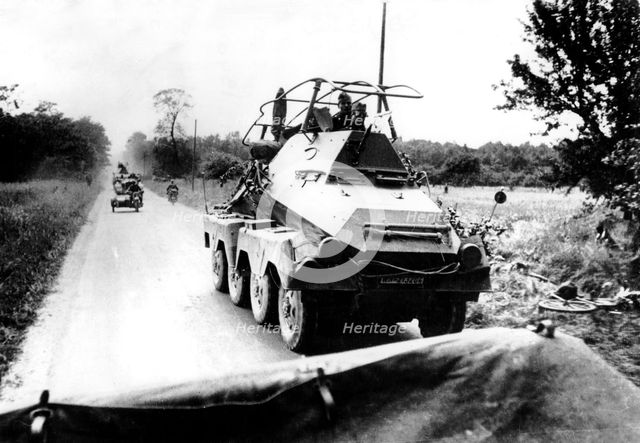German armoured car during the advance on Paris, May-June 1940. Artist: Unknown