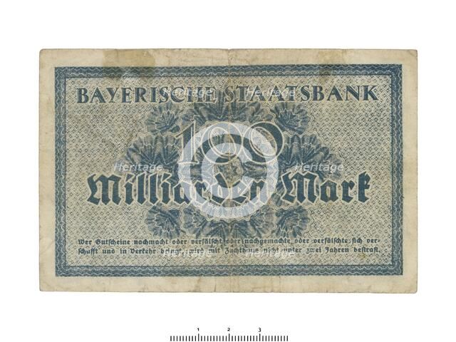 German banknote (Bavaria), 1923. Artist: Unknown.