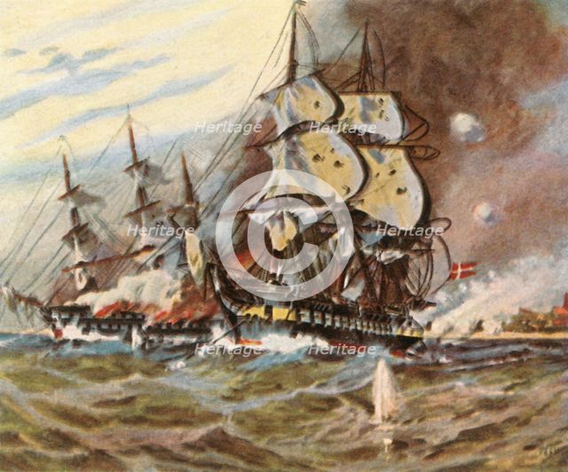 German battery attack from the beach at Eckernförde, 5 April 1849, (1936).  Creator: Unknown.