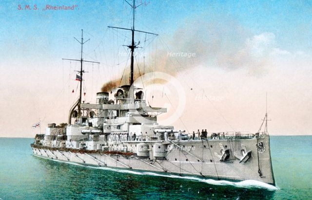 German battleship 'Rheinland', c1910-1918. Artist: Unknown