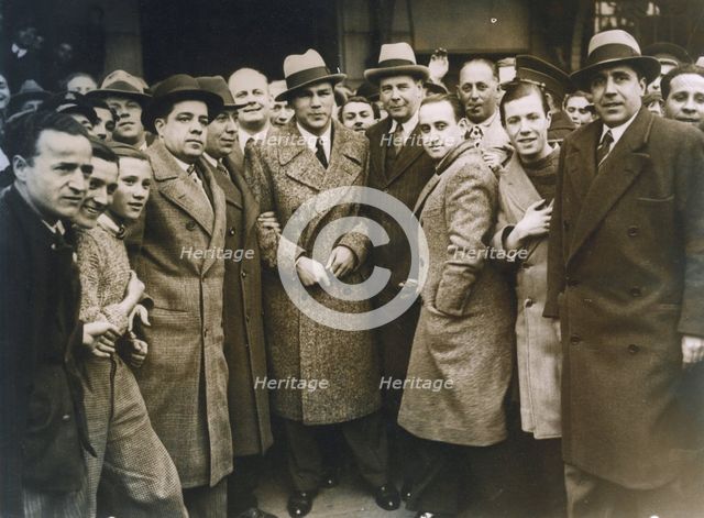 German boxer Max Schmeling arrives in Barcelona, Spain, 1933.  Creator: Unknown.
