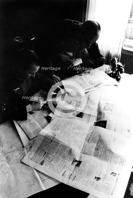 German censorship of the French press, occupied Paris, May 1944. Artist: Unknown