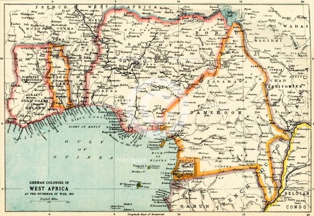 'German Colonies in West Africa at the Outbreak of War, 1914', (c1920). Creator: John Bartholomew & Son.