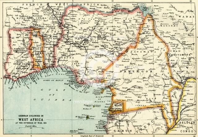 'German Colonies in West Africa at the Outbreak of War, 1914', (c1920). Creator: John Bartholomew & Son.