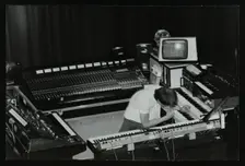 German electronic musician Klaus Schulze at the Forum Theatre, Hatfield, Hertfordshire, 1983. Creator: Denis Williams