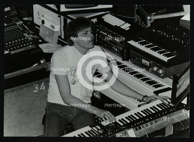German electronic musician Klaus Schulze at the Forum Theatre, Hatfield, Hertfordshire, 1983. Artist: Denis Williams