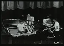 German electronic musician Klaus Schulze at the Forum Theatre, Hatfield, Hertfordshire, 1983. Creator: Denis Williams