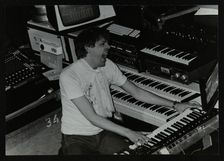 German electronic musician Klaus Schulze at the Forum Theatre, Hatfield, Hertfordshire, 1983. Artist: Denis Williams