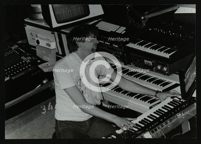 German electronic musician Klaus Schulze at the Forum Theatre, Hatfield, Hertfordshire, 1983. Artist: Denis Williams