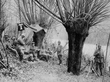 German field telephone station, Aisne, France, World War I, 1915