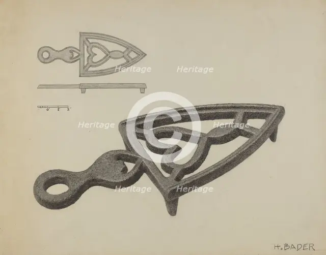 German Flat-iron Holder, c. 1938. Creator: Herman Bader.