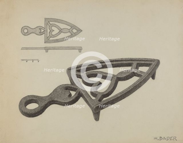 German Flat-iron Holder, c. 1938. Creator: Herman Bader.