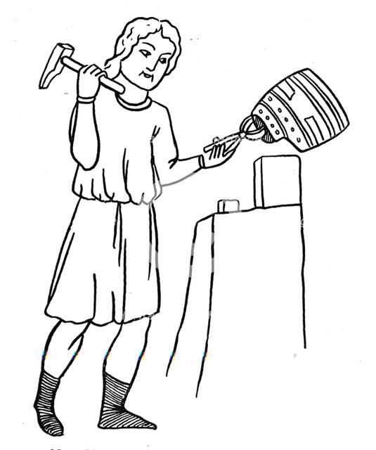 'German Helmsmith at Work', c1515. Artist: Hans Burgkmair, the Elder.