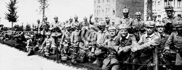 German Imperial Guard in Brussels, First World War, 1914. Artist: Unknown