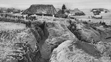 German infantry in trenches at Jasionna, Poland, World War I, 1915