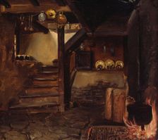 German Kitchen, c1834-1876. Creator: Adolph Tidemand