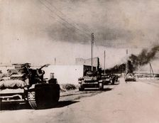 German panzers driving into Tebourba, Tunisia, 1942