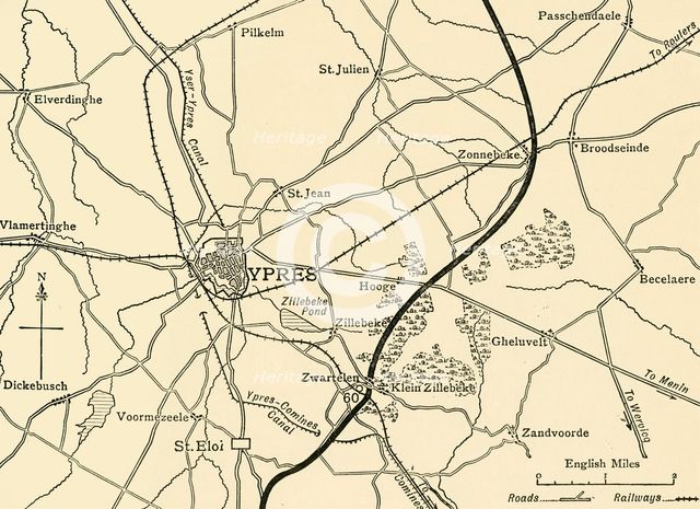 German positions near Ypres, Flanders, First World War, 1915, (c1920). Creator: Unknown.