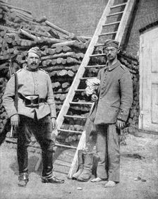 German prisoner of war and a guard, World War I, 1915