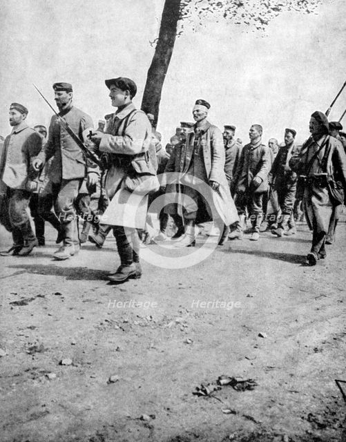German prisoners from the Second Battle of Artois, France, World War I, 1915. Artist: Unknown