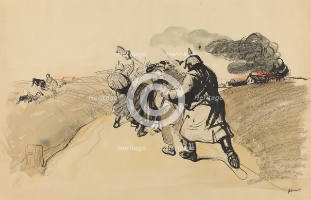 German Raid on a Village, c. 1914/1919. Creator: Jean Louis Forain.