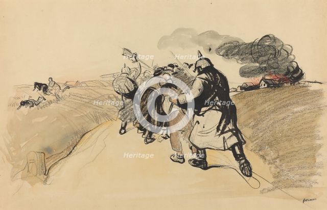German Raid on a Village, c. 1914/1919. Creator: Jean Louis Forain.