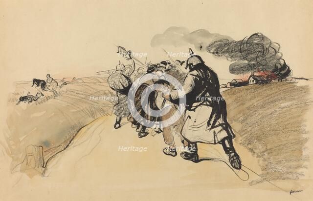 German Raid on a Village, c. 1914/1919. Creator: Jean Louis Forain.