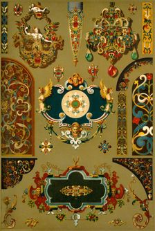 German Renaissance cartouches and works in metal and enamel, (1898). Creator: Unknown