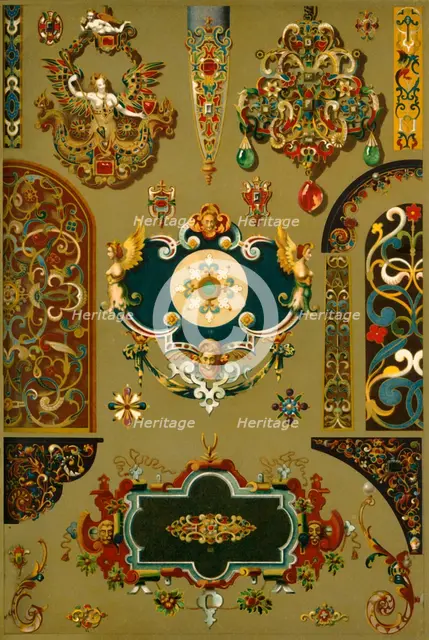 German Renaissance cartouches and works in metal and enamel, (1898). Creator: Unknown.