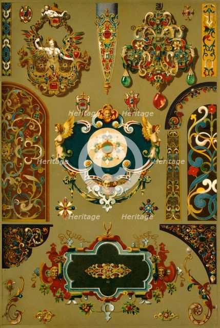 German Renaissance cartouches and works in metal and enamel, (1898). Creator: Unknown.