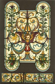 German Renaissance stained glass painting, (1898). Creator: Unknown