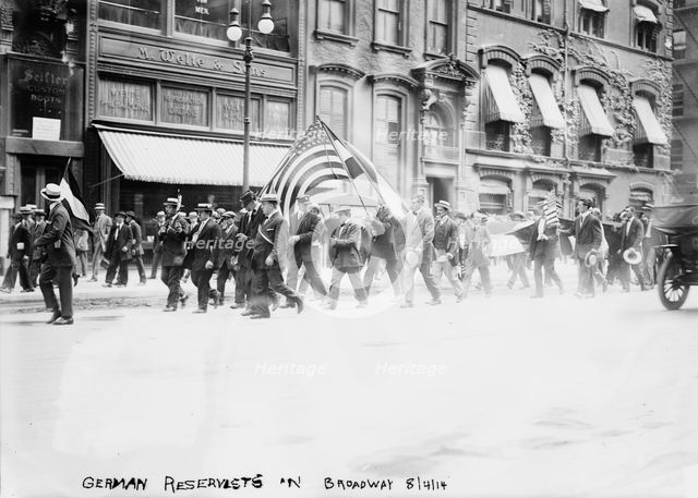 German Reservists in Broadway [i.e., Fifth Avenue], 4 Aug 1914. Creator: Bain News Service.