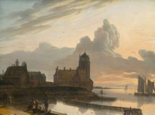 German River Landscape with a Town, 1660. Creator: Gerrit Berckheyde