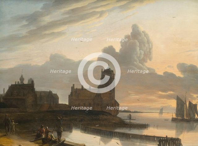 German River Landscape with a Town, 1660. Creator: Gerrit Berckheyde.