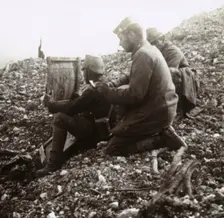 German signallers outside the Fortress of Vaux, Verdun, northern France, c1914-c1918