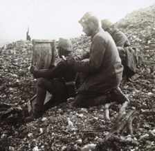 German signallers outside the Fortress of Vaux, Verdun, northern France, c1914-c1918