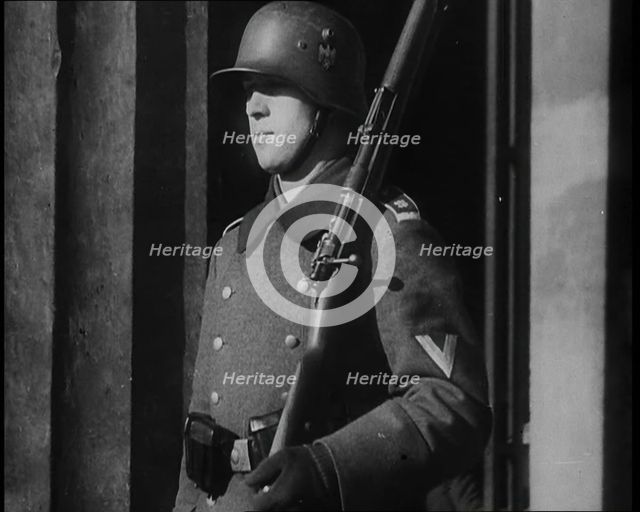German Soldier Standing Guard, 1933. Creator: British Pathe Ltd.